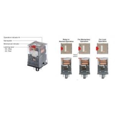 MKS2PI AC110 BY OMZ - Реле серии MK-S, форма контактов DPDT, механический индикатор