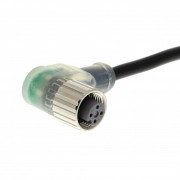 Кабель с гнездом M12, 4-пров.угловое, PUR, 5м, PNP LED XS2F-M12PUR4A5MPLED