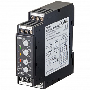 K8AK-AW1 24VAC/DC - Реле контроля серии K8AK, однофазное, с функцией контроля тока, двухпороговое, д