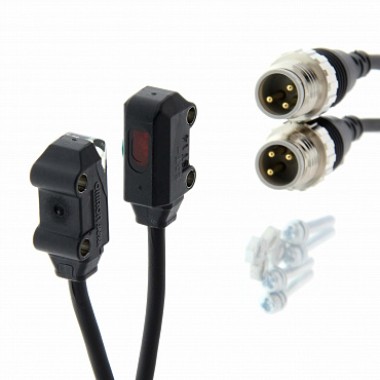 Датчик фотоэлектрический, на пересечение луча, 1m, DC, 3-wire, PNP, dark-on, side-view, M8 3 pin раз